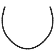 Black Braided Leather Cord 16" Necklace 925 Sterling Silver Clasp