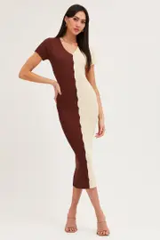 Multi Colorblock Button Front Knit Dress - Size S, Women's Knit Dress