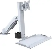 Adjustable Arm Desk Mount Single Arm White Clip Table Monitor Stand with Regular Tray Suitable for 15-32 Inch Screens Monitor Arm Desk Mount