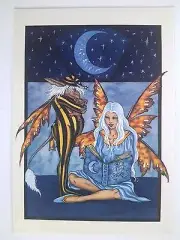 AMY BROWN NEW &MINT FAIRY POSTCARD/MINI ART PRINT Storyteller Faery & Brownie