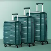 Mazam 3PCS Luggage Suitcase Trolley Set Travel TSA Lock Storage PP Case Green
