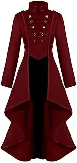 Renaissance Steampunk Tailcoat Halloween Costumes for Women, Victorian Medieval Pirate Vampire Gothic Jacket Coat