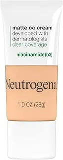 Neutrogena Clear Coverage Flawless Matte CC Cream, Full-Coverage Color Correcting Cream Face Makeup with Niacinamide (b3), Hypoallergenic, Oil Free & Fragrance Free, Porcelain, 1 oz (681964700)