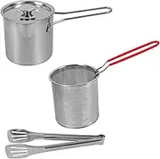 Luxshiny 1Set Stainless Steel Deep Fryer Pot with Ergonomic Handle Compact Design for Home Cooking Includes Frying Basket Clip Lightweight Easy to Clean for Frying