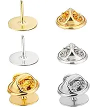Canomo 50 Pairs Butterfly Clutch Tie Tacks Pin Backs with Blank Pins Silver and Gold