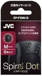 JVC Kenwood JVC EP-FX9M-B Spiral Dot Replacement Eartips 6 Pack Medium Black