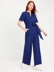 Ponte Split-neck Jumpsuit