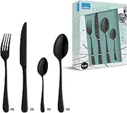Amefa Austin Black Cutlery Set 24 Pieces PVD-Refined Black Cutlery Set Coloured Dinner Service 18/0 Stainless Steel Cutlery Set 6 People Cutlery Black Dishwasher Safe