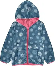 [GuoChe] Kids Sherpa Jacket Merry Christmas Snowflakes Blue Light Jacket Toddler Girl Peach Baby Zipper Hoodie 3-10T