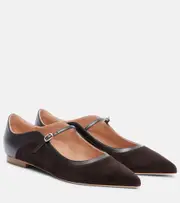 [Malone Souliers] Malone Souliers Corina leather and suede Mary Jane flats AU 10 brown