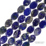 15.8" Natural Blue (No Dyes) Lapis Lazuli Flat Oval Beads 10mm x 14mm #26130