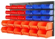 30Pc Wall Mounted Storage Bin Rack Tool Parts Organiser Box Garage Workshop