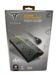 Titan 6-Outlet Surge Protector with LED 1080J 4ft Braided Cord BRAND NEW