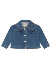 GUESS Blue Denim Bear Embroidered Jacket Size: 18M, Spandex