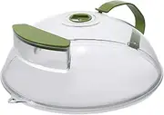 Microwave Glass Lid With Water Reservoir - Multi-Use Food Cover, Spill-Preventing Vented Medium Lids, Splatter Proof Plate Guard for Oven With Steam Vents, Clear Dishwasher Safe