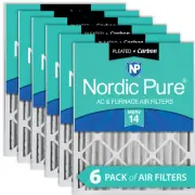 Nordic Pure 20x20x4 (3 5/8) Pleated Air Filters MERV 14 Plus Carbon 6 Pack