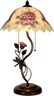 L10889 Hydrangea Hand-Painted Glass Table Lamp with Dragonfly Flower Lamp Base f