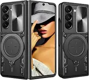 [Ysnzaq] for Samsung Galaxy Z Fold 5 7.6" Case with Slide Camera Cover, [Built-in Kickstand] Military Grade Shockproof Bumper Protective Cover for Samsung Galaxy Z Fold5.HS Black