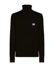 Dolce Gabbana Branded Tag Turtle-Neck Sweater IT54,IT48,IT46 black