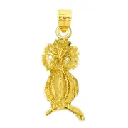 14K Gold Nocturnal Owl Pendant