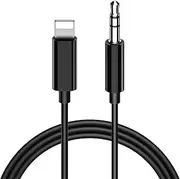Aux Cord for iPhone, iSkey 3.5mm Aux Cable for Car Compatible with iPhone 13 12 11 XS XR X 8 7 6 iPad iPod for Car Home Stereo, Speaker, Headphone, Support All iOS Version - 3.3ft (Black)