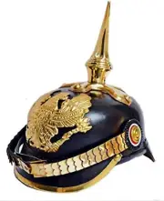 WW I & II German Prussian Pickelhaube Helmet Brass Accent Imperial Officer Spik