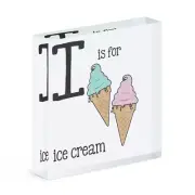 Letter I Is For Ice Cream Acrylic Photo Block Frame Alphabet Cute