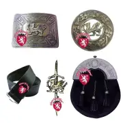 Kilt Outfit Full Dress Sporran Black Bovine Welsh Dragon Belt,Buckle,Pin,Brooch