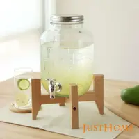 在飛比找momo購物網優惠-【Just Home】派對玻璃果汁飲料桶3.5L附台灣製木架