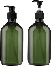 Yebeauty Pump Bottles, 17oz/500ml Liquid Soap Pump Bottles Dispenser Large Empty Plastic Refillable Containers- 2 Pack Green