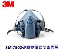 在飛比找Yahoo!奇摩拍賣優惠-3M 7502 半面雙罐式防毒面具 台灣3M正品 矽膠防毒面