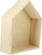 Solid Wood Wall Shelf Floating Pentagon Decor Boys and Girls Room Storage Rack Easy Install