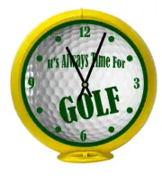 It's Time For Golf, Yellow Non-Lighted Gas Pump Globe Advertising Table Clock