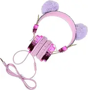 Tofficu Plush Ear Headphones for Wired Headset with Noise Cancelling Feature Safe Volume Control for School Travel and Home Use