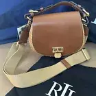 Ralph Lauren Tanner Rattan Small Crossbody Bag Wicker Brown.