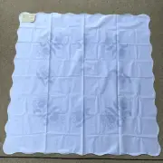 Vintage Visa by Deering Milliken Square Tablecloth 50.5" x 50.5" NOS White Blue