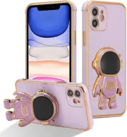 Compatible with iPhone 11 (6.1") Case with Cute Astronaut Kickstand Design Shockproof Plating Phone Case for iPhone 11-Purple