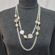 NEW KARINE SULTAN Curb Link Layered Necklace w/ Coin & Pearl Accents