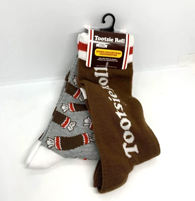 Tootsie Roll Socks 2 Pairs Planet Sox Crew Socks Shoe Size 6-12