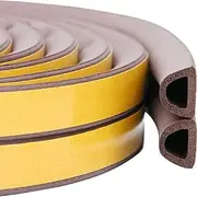 Weather Stripping Tape, Doors Windows Draught Excluder Self-Adhesive Anti-Collision Rubber D Type Foam Sealing Tape, Rubber Sound Insulation for Door Window Draught Stopper (Brown)