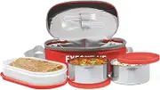 Milton Lunch Box Set for Adults and Kids, Bento Box with Jacket, Stainless Steel, Leak Proof, Perfect for Meal Prep, Snack Box, Food Storage & School, Easy to Clean, Executive 3 Containers, Red