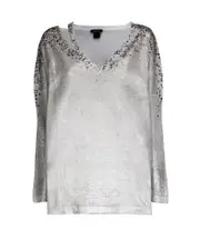 lurex-detail crystal-embellished jumper M Gray