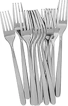 PRETYZOOM 12pcs Stainless Steel Fork Set Dishwasher Safe Dinner Steak Dessert Forks for Home Restaurant and Hotel Use Modern Design Silverware for Appetizers Salads and Cakes