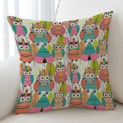 Funny Native American Owls Cushion Cover