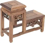 DOITOOL Wooden Plant Stand Carved Base Handmade Vase Display Stand for Home Office Decoration