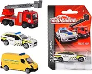Majorette Norwegian Rescue Vehicles: Fire Engine, Police Car, Ambulance - 7.5 cm, 3+ Years