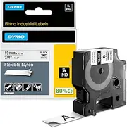 DYMO RhinoPRO Industrial Flexible Nylon Labels, 19 mm x 3.5 m Roll, Black Print on White, Self-Adhesive, 18489