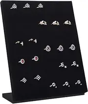 Rainbowie Velvet Ring Holder Jewelry Tray Jewelry Display Organizer Holder Pad Showcase Display Stand 50 Holes (Black-ring)