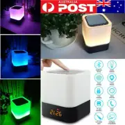USB Charging Bluetooth Speaker Touch LED Night Light Alarm Clock 7Color Changing