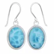 Laihas Handcrafted Classic Chic Oval Larimar Earrings